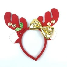 1pc/Christmas-Themed Reindeer Headbands, Soft And Skin-Friendly With Red-Green Color Blocking, Festive Party-Style Accessories For Holiday Gatherings - Bow Tie Antlers - View 6