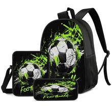 Splatter Football Street Graffiti Style 2D Print 3 Pieces Set, Side Elastic Mesh Pocket Water Bottle Holder, Wide Thick Breathable Adjustable Shoulder Strap, Fashion Football Fan Commute Game-Watching Sports Travel Storage Set - Printed Bag - View 1