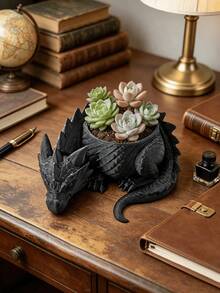 Mini Fantasy Dragon-Shaped Guardian Flower Pot / Artificial Plant Creative Succulent Green Flower Pot Desktop Decoration, Bar Counter Art Ornament, Office Decoration, Suitable For Home Offices And Bedrooms, Gift Ornament, Flower Pot Home Decoration. - Multi-color - View 8