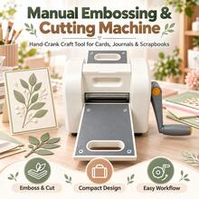 Handheld Manual Embossing Machine, Manual Roller Paper Craft Die Cutting Machine, DIY Scrapbook Greeting Card Embossing Tool, Portable No-Power Hand-Operated Cutting And Embossing 2-In-1 Tool, Cardstock Scrapbook Crafting Machine - Multicolor - View 2