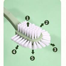 Multi-Functional 5-Sided Shoe Brush, Hard Plastic Bristles, Long Handle Round Design, Suitable For Cleaning Clothes And Shoes, - Multicolor - View 5