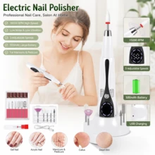 Furadeira de Unhas Elétrica Sem Fio, Conjunto de Lixa de Unhas Portátil Recarregável, Velocidade Ajustável de 15000 RPM, Ferramenta Profissional de Polimento de Unhas, Bateria de 500mAh - Branco - Visão 13