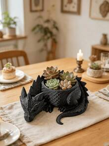 Mini Fantasy Dragon-Shaped Guardian Flower Pot / Artificial Plant Creative Succulent Green Flower Pot Desktop Decoration, Bar Counter Art Ornament, Office Decoration, Suitable For Home Offices And Bedrooms, Gift Ornament, Flower Pot Home Decoration. - Multi-color - View 2