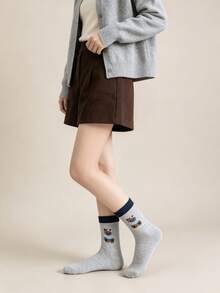 1/5 Pairs College Style Cartoon Bear Jacquard Sweet Comfortable Versatile Mid-Calf Socks - Multicolor - View 2