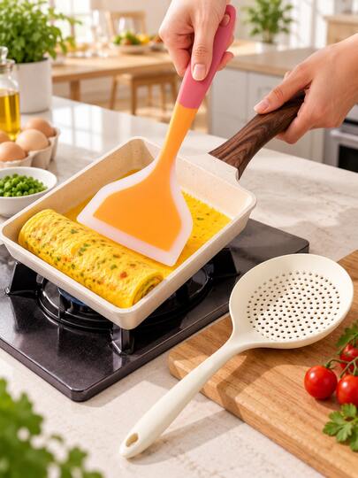 Pengikis dan Spatula Berlubang Silikon Multifungsi, Cocok untuk Memasak, Mengaduk, dan Meniriskan; Sempurna untuk Membuat Pancake, Steak, dan Masakan Panggang.