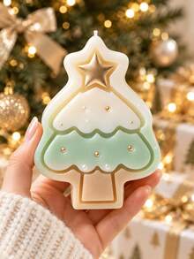 Cute Flat Christmas Tree Silicone Candle Mold | Make Star-Topped Christmas Tree Candles, Soaps And Resin Decorations For Holiday Decor - Candle Molds - View 4