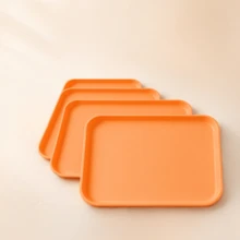 3/1pc Orange Rectangular Plastic Tray, 5 Sizes Available, Non-Slip Storage Tray For Breakfast, Fruit, Snacks, Cosmetics, Keys, Kitchen And Living Room Decor - Multicolor - View 9