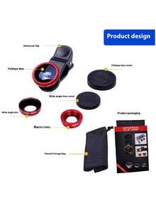 1 st 3-i-1 fisheye-lins för telefon, förstoringsglas, vidvinkel makro-selfielins, telefontillbehör, rolig prankleksak, present till vänner - Multifärgad - Visa 5