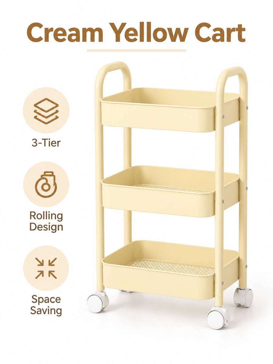 1. Kệ lưu trữ kim loại nhiều tầng nhỏ gọn và phong cách, trang bị 4 bánh xe di chuyển linh hoạt và tiện lợi, phù hợp cho nhà ở, salon, phòng tắm, nhà bếp, văn phòng/studio, phòng trẻ em và ký túc xá. Đặc biệt thích hợp làm quà tặng tân gia, sinh nhật, Giáng sinh và tiệc mừng em bé (thiết kế dễ thương và phong cách, hoàn hảo cho ngôi nhà mới). - Nhiều màu - Xem 1