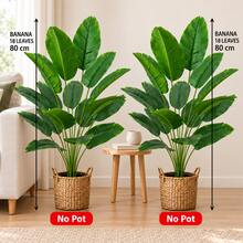2/1 PC Artificial Large Leaf Plant No Pot, Faux Greenery Decorative Tree For Indoor Home Decor, Living Room, Bedroom, Office, Entryway, Shelf And Corner Display, Lifelike Broadleaf Fake Plant Accent For Modern Farmhouse, Hotel, Wedding, Photo Styling - Multicolor - View 18