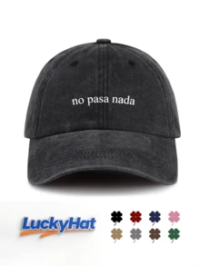 "No Pasa Nada" Spanish Letter Graphic Printed Baseball Cap, Multi-Color Washed Style Slogan Dad Hat For Men & Women - No Problem - View 15