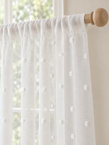 1pc White French Romantic 3D Pom Pom Transparent Curtain, Suitable For Bedroom Decor, Living Room Decor Curtain - White - View 4
