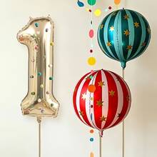 40 Inch White Gold Number Foil Balloons With 4D Balloons, Number 0-9 Set Including Ribbon, Straw, Pom Pom, Suitable For Circus Party, Birthday Celebration, Baby Shower, Confession Ceremony, Anniversary, Vintage Theme Party Decoration Props Balloons - View 1