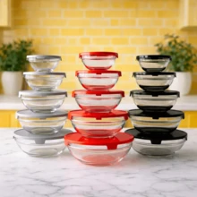 Conjunto 5 Potes de Vidro Com Tampa Sortido Jogo Kit Bowls Tigela Vasilha Redonda Porta Alimentos Organizador Geladeira - Visão 6