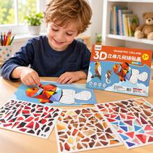 1pc Sticker Puzzle Sticker - Children's 3D Geometric Collage Handmade DIY Intelligence Puzzle Sticker, Focus Early Education Educational Toy, Educational Activity Book, Suitable For Adults, Cultivate Creativity And Motor Skills, Includes Animals, Shapes, Colors - Birthday, Christmas, Halloween Gift - Multicolor - View 9