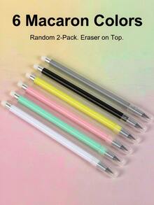 Macaron Color Eternal Pencils,No Sharpening Required,Hard To Break,Durable Creative Pencils With Eraser Tip,Student Writing Stationery,Back To School - Multicolor - View 2