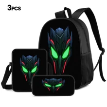 Mecha Element Print Student 3 Pieces Set School Backpack, Messenger Bag, Pencil Case, Boys Large Capacity Compartment Backpack, Back To School Storage Bag For School Supplies, Travel Storage Bag, Suitable For Back To School, Classes, Outdoor Sports, Back To School Season - 3-piece Set - View 13