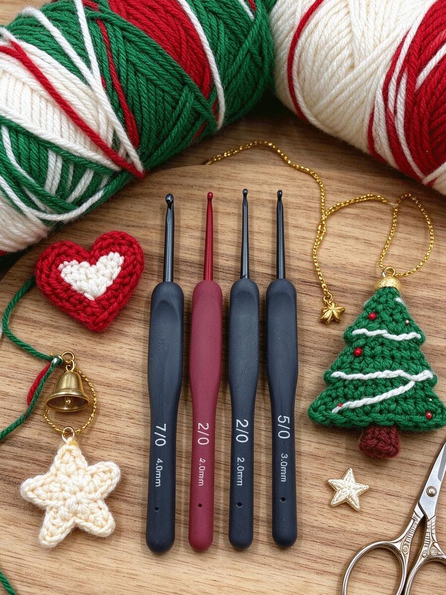 Soft Handle Crochet Hook Set, 3 Sizes 2.0/3.0/4.0mm, Red And Blue Colors Available, Suitable For Small Accessories, 3D Dolls, Coasters And Other Handmade Crafts, Home Crochet Hook Set - Soft-shank Crochet Hook 3-piece Set - View 1