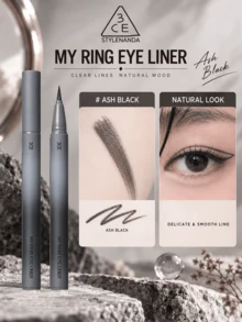 3CE Eyeliner Pen #Sand Grey Black 0.5ml, Ultra-Fine Flexible Tip, Water-Resistant, Smudge-Proof, Long-Lasting, Suitable For Sensitive Skin - Halo Liquid Eyeliner - Sand Gray Black - View 4
