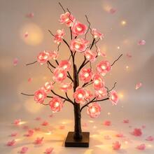 1PC 24 Lights 60CM Pink Plum Blossom Tree Lamp USB Battery Dual Use LED Artificial Plum Blossom Glowing Tree Light Wedding Path Decor Light Hotel Banquet Arrangement Light Romantic Atmosphere Tree Light Desktop Ornament Light Birthday Party Decoration Light - Yellow - View 3