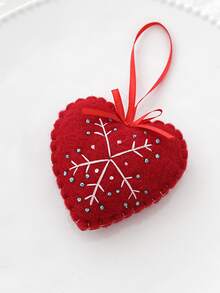 Ornamen Natal dari Kain Felt Bordir Tangan, Bentuk Kepingan Salju Putih, Hati Merah, Pohon Hijau, dan Bintang, Liontin Gantung dari Kain dengan Pita untuk Pohon Natal, Dekorasi Rumah dan Pesta Liburan yang Nyaman dan Bergaya Pedesaan - beraneka warna - View 16