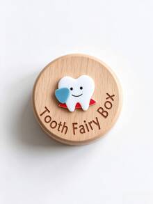 Wooden Baby Milk Teeth Storage Box, Cute Tooth Fairy Design, Children's Tooth Preservation Box, Child Growth Memorial Collection Box, Suitable As Birthday Gift, Christmas Gift - Multicolor - View 11