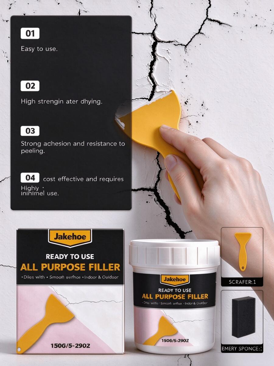 Multi-Purpose Wall Repair Kit, Wall Damage Coating Refurbishment Cover Waterproof Wall Repair Paste, Easy To Use, High Strength After Drying, Strong Adhesion And Anti-Peeling, High Cost-Effectiveness
