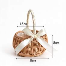 Handwoven Pearl Princess Flower Basket, Rattan Woven Storage Basket, Handheld Flower Basket, Handmade Flower Basket, Home & Wedding Decor - Multicolor - View 21