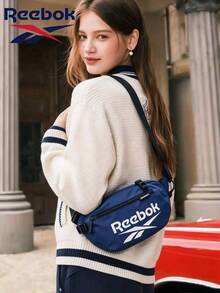 Reebok Solid Color Sports Waist Bag, Adjustable Shoulder Strap Crossbody Chest Bag, Unisex Casual Portable Storage Small Bag - Blue - View 6