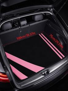 1pc Black & Pink Color Block Line Design Car Trunk Mat, Minimalist Fashion Style, Suitable For Sedan, Pickup And SUV - A - View 6