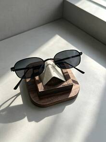 2pcs Black Polygon Fashion Fashion Glasses, Versatile Eyewear Accessory For Driving, Parties, Beach, Vacation, Travel, Fashion Outfit Matching And Daily Wear - Black - View 3