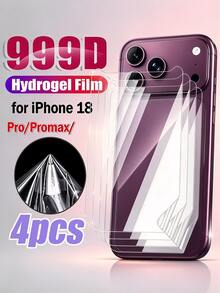 4Pcs Soft Rear Screen Protector, Scratch Resistant Self-Healing Phone Back Cover Protective Film Clear Back Hydrogel Film Compatible With IPhone DUO/18promax/18pro/17 Pro Max/17pro/16/15/14/13/12/11 - Clear - View 1