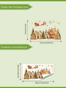Santa Claus Sleigh Gingerbread House Town Decorative Wall Stickers Window Decals, Gold Snowflake Reindeer Christmas Tree Pattern Static Cling Stickers, PVC Material Removable And Reusable, Bedroom Christmas Wall Stickers Window Decoration Decals, B&B Gift Shop Christmas Window Display Decoration Stickers, Add Holiday Atmosphere Decorative Items, Easy Installation, Essential Christmas Decoration - Multicolor - View 7
