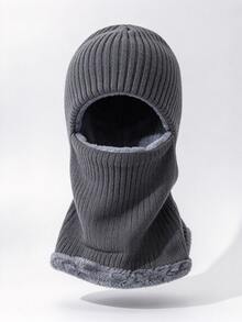 1pc Men's Fleece Lined Knitted Balaclava Hat, Warm Winter Ski Mask, Windproof Neck Warmer, Suitable For Cold Weather Sports - Multicolor - View 6