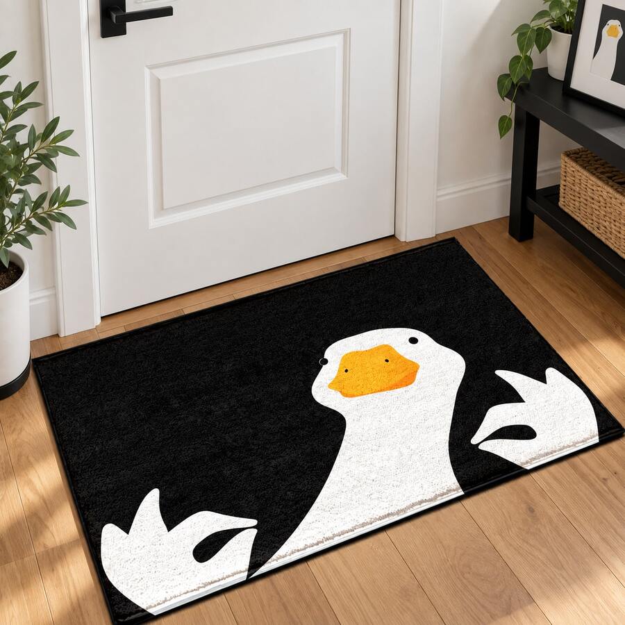 2D Goose Pattern Printed Long Runner Rug, Indoor Entrance Mat, Bedroom Bedside Rug, Kitchen Runner Mat, Suitable For Living Room, Laundry Room, Bathroom - Multicolor - View 1