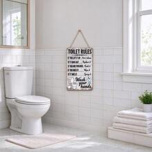 Wooden Bathroom Rules Wall Sign, Rustic Bathroom Wall Art, Bathroom Signage For Home Toilet, Restroom, Washroom Wall Decor - Toilet Rules - View 5