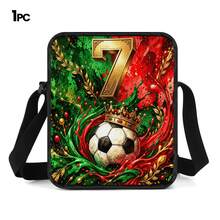 Gold Splatter Water 7# Crown Soccer Print 3 Pieces Set, Side Elastic Mesh Pocket Water Bottle Holder, Widened & Thickened Breathable Adjustable Shoulder Strap, Legend 7# Fan Sports Commute Fashion Storage Set - Printed Bag - View 11