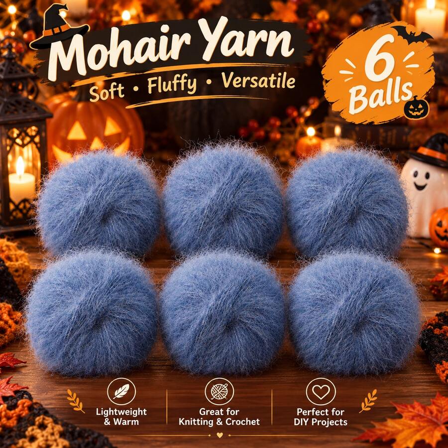 6-pack fluffigt långhårigt garn 300g, mjukt tjockt garn för virkning och stickning, DIY-hantverksgarn för tröjor, scarves, sjalar, väskor och kreativa projekt - Garnnystan - Visa 1