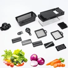 Alat Pemotong Sayuran Dapur Multifungsi 14-in-1, Alat Pemotong Dadu, Irisan, Parutan Manual, Pisau yang Dapat Diganti, Pemotong Buah dan Sayuran dengan Kotak Penyimpanan dan Pengeringan, Cocok untuk Kentang, Wortel, Mentimun, Bawang Bombay, Dapat Memotong Dadu, Irisan Tipis, Irisan, Irisan Bermotif, Persiapan Salad, Pembuatan Makanan Bayi, Mudah Dibersihkan, Alas Anti Selip, Alat Masak Rumahan yang Praktis, Hemat Waktu dan Tenaga, Set Aksesori Lengkap, Peralatan Dapur Penting untuk Memasak di Rumah - MultiWarna - View 12
