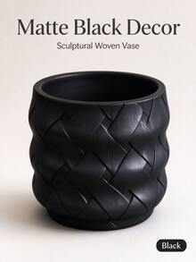 Christmas Modern 3D Printed Vase With Embossed Woven Texture, Curved Relief Planter, Minimalist Home Decor Flower Pot, Suitable For Coffee Table, Entryway, Bedroom - 1PC - View 10