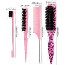Set Perlengkapan Penataan Rambut Wanita - Termasuk Sisir Motif Leopard, Sisir Penghalus untuk Rambut Kusut dan Berantakan, dan Sisir Penata untuk Kuncir/Sanggul Rapi dan Menata Jambang (Dengan Desain Gigi Sisir), Alat Penataan Rambut Penting untuk Tampilan yang Rapi. - MultiWarna - View 6