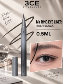 3CE Eyeliner Pen #Sand Grey Black 0.5ml, Ultra-Fine Flexible Tip, Water-Resistant, Smudge-Proof, Long-Lasting, Suitable For Sensitive Skin - Halo Liquid Eyeliner - Sand Gray Black - View 2