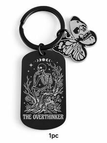 1pc/3pcs Gothic Skeleton Moth Stainless Steel Keychain, Black Metal Bag Charm For Purse, Backpack & Handbag, Halloween Accessory, Christmas Gift - Multicolor - View 11