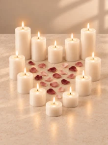 Set Lilin Pilar Putih Gading, Berbagai Ukuran, Set Kombinasi, Lilin Silinder Diameter 5cm, Lilin Tanpa Aroma, Tanpa Asap Hitam, Dekorasi Pernikahan, Dekorasi Meja Rumah - Lilin dekoratif kolom - View 4