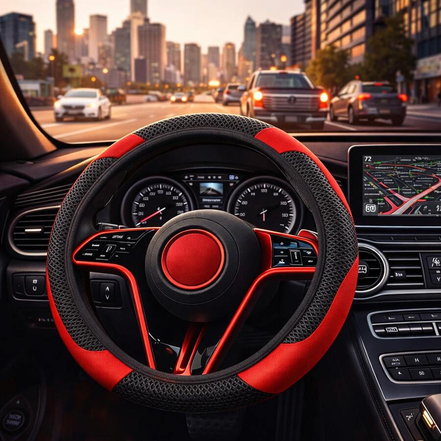 1 Buah Sarung Setir Mobil Universal, Jaring Bernapas Anti Selip Pegangan Lembut, Pelindung Setir yang Nyaman dan Tahan Keringat, Aksesori Interior Mobil Sepanjang Musim untuk Sedan SUV