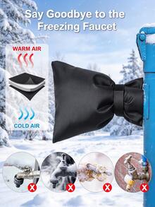 Thickened Waterproof Faucet Cover, Black Insulated Anti-Freeze Protective Sleeve, Winter Outdoor Faucet Guard, Adjustable Hook And Loop Anti-Freeze Sock, Suitable For Garden, Yard, Patio, Home Outdoor Faucet Pipe, Cold, Snow, Frost Protection - A - View 7