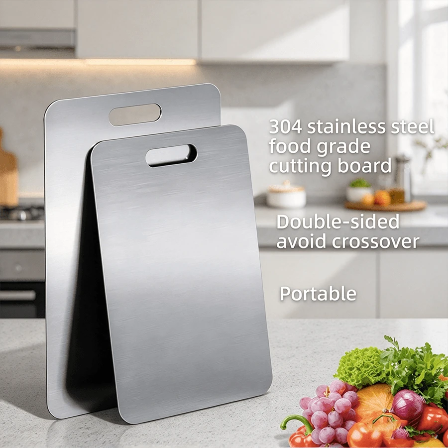 SOKANY Stainless Steel Cutting Board, Thickened Cutting Boards For Kitchen, Double-Sided Use, Easy To Hang And Clean, Suitable For Fruits/Vegetables Titanium Cutting Board, Home And Kitchen Essentials, Metal Cutting Boards For Kitchen - View 1
