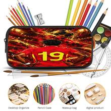 Red & Gold Flame Effect #19 Player Print 3 Pieces Set, Side Elastic Mesh Pocket Water Bottle Holder, Wide & Thick Breathable Adjustable Shoulder Strap, Fan Fashion Sports Commute Storage Set - Printed Bag - View 2