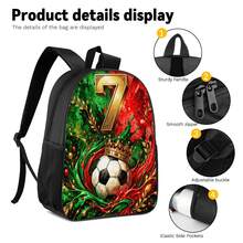 Gold Splatter Water 7# Crown Soccer Print 3 Pieces Set, Side Elastic Mesh Pocket Water Bottle Holder, Widened & Thickened Breathable Adjustable Shoulder Strap, Legend 7# Fan Sports Commute Fashion Storage Set - Printed Bag - View 4