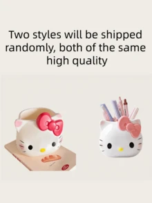 Sanrio Hello Kitty Pen Holder, Bowknot Desktop Storage Box, Multi-Functional Stationery & Makeup Brush Plastic Organizer, Suitable For Desk, Home & Office Decoration, Desktop Decorative Ornament - Multicolor - View 8